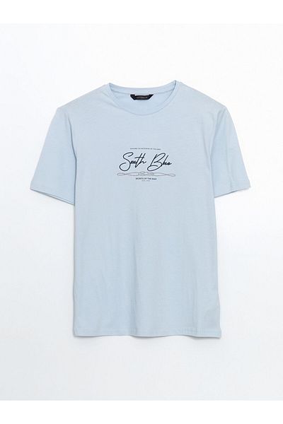LC Waikiki Tricou pentru bărbați din bumbac pieptănat imprimat cu gât crew din sezonul nou - S5N009Z8