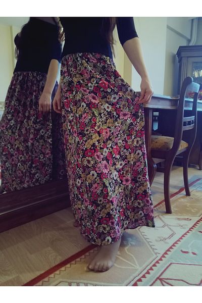 hoaryage Fusta de mama lungime maxi din tesatura de viscoza cu model cu talie elastica