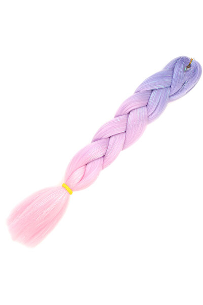 Marsilyan Simli Lila / Pembe / Şeker Pembesi Ombreli Örgülük Saç 100 Gr.