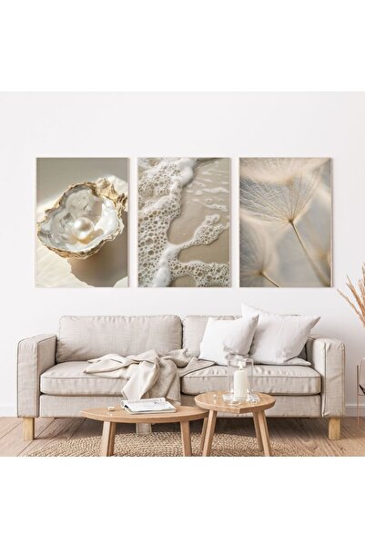 banabirhediye Minimalist Bohem Kasnaklı 3'lü set Kanvas Tablo Soyut Modern