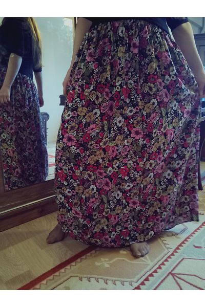 hoaryage Fusta de mama lungime maxi din tesatura de viscoza cu model cu talie elastica