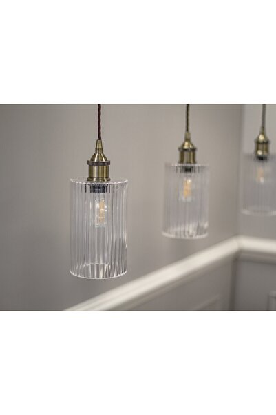 Genel Markalar Mini Optik Silindir Şeffaf Cam Sarkıt Aydınlatma 1 Mt Ayarlanabilir Kabloya Sahip