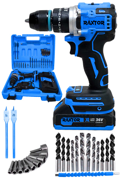 RAXTOR 36V 5Ah Kömürsüz Motor Çelik Mandren Akülü Vidalama Darbeli Şarjlı Mat...