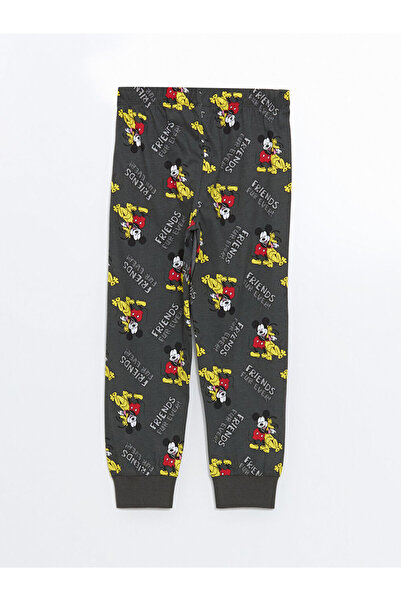 LC Waikiki LCW Kids Gri Bisiklet Yaka Baskılı Erkek Çocuk Pijama Takımı