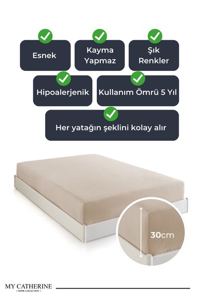 My Catherine Hypoallergenic Elasticated Bedsheet, 100% Cotton Jersey Fabric, Single/Double/King Size