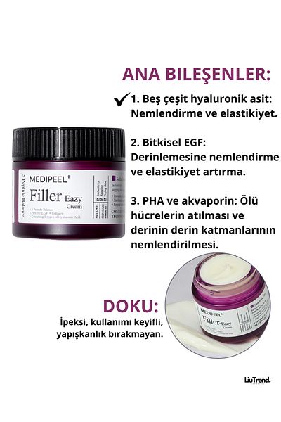 Medipeel Eazy Filler Cream 50 ml Nourishing Cream Filler Ingredient Containing Peptides for Wrinkles M0053