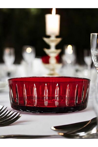 AYZ HOME Colorful Cut Crystal Glass Salad Presentation Bowl 25 cm