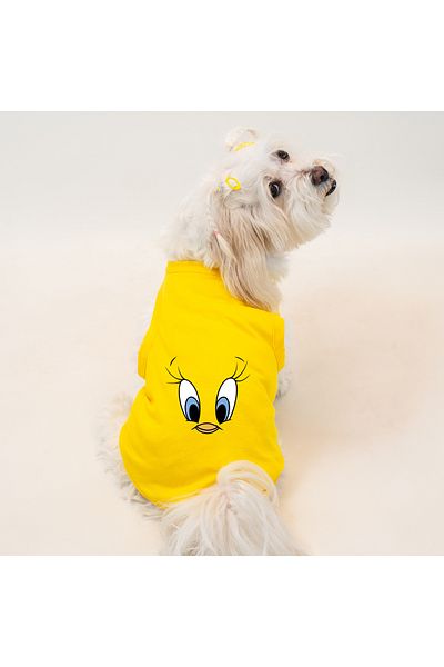 Buddy Store Cat & Dog Clothing Clothes - Printed Yellow Undershirt (Combed 100% Cotton)