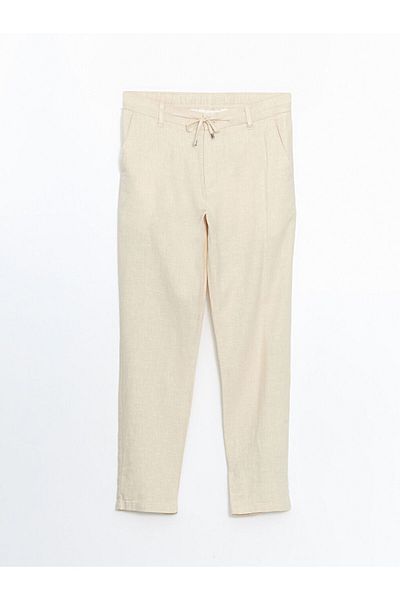 LC Waikiki Ανδρικό παντελόνι LCW Vision Beige Slim Fit Λινό Μικτό