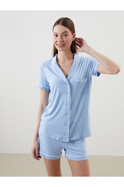 LC Waikiki Set pijama pentru femei cu guler de cămașă cu pantaloni scurți