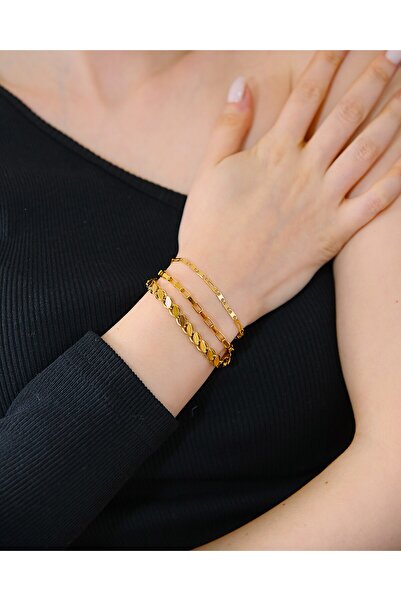 MARCİELO Accessories Çelik Bileklik Üçlü Set Arpa Kutu ve Gold Renk  Stellar ...