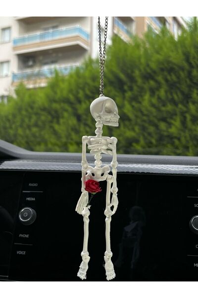 Genel Markalar Beyaz Gül İskelet Gun's N Roses Oto Araba Dikiz Ayna Süsü