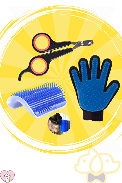 PapyonPet Kedi Köpek Tüy Tarama Fırça Eldiven Kedi Köpek Tırnak Makası Kaşınm...
