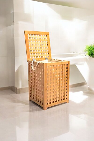 Akkoyunlu home Bambu Kirli Çamaşır Sepeti Oyuncak Sepeti Naturel Banyo Kirli ...