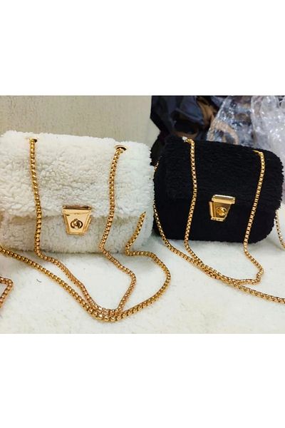 iyzi Plush Bag with Chain Detail