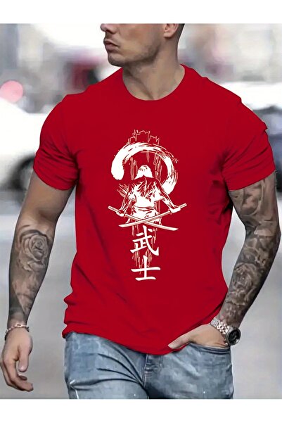 GALASHOP تي شيرت رجالي بأكمام قصيرة بنمط الساموراي