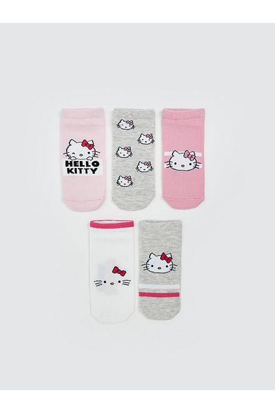 LC Waikiki Pink Hello Kitty Patterned Girl's Booties Socks 5-Piece