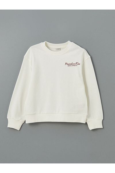 LC Waikiki Lcw Kids Ecru Crew Neck Girls Sweatshirt and Sweatpants