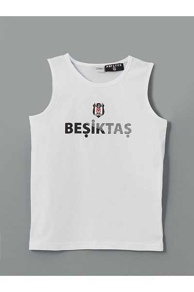 LC Waikiki Lcw Kids Black Bicycle Collar Beşiktaş Printed Male Child Undershirt and Sea Shorts