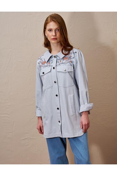 Kayra Jachetă de blugi cu broderie albastră