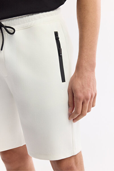 Avva Erkek Ekru Beli Lastikli Bağcıklı Bi-Stretch İnterlok Regular Fit Şort A51Y3631
