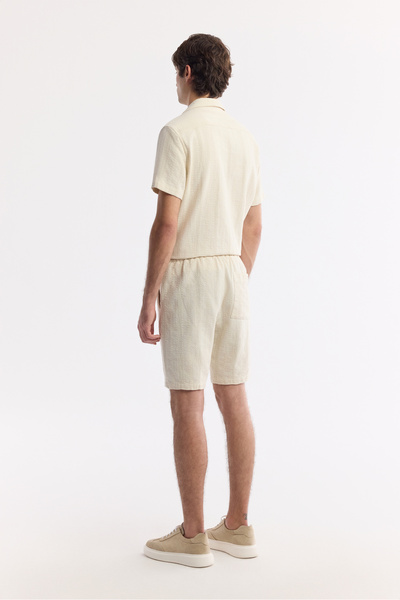 Avva Erkek Bej Beli Lastikli Bağcıklı %100 Pamuk Relaxed Fit Şort A51Y3708