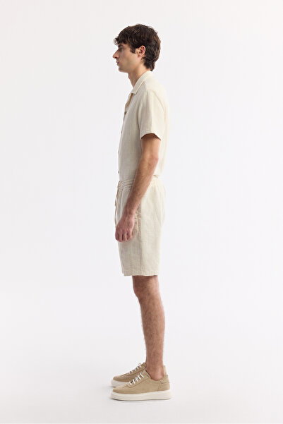 Avva Erkek Bej Beli Lastikli Bağcıklı %100 Pamuk Relaxed Fit Şort A51Y3708