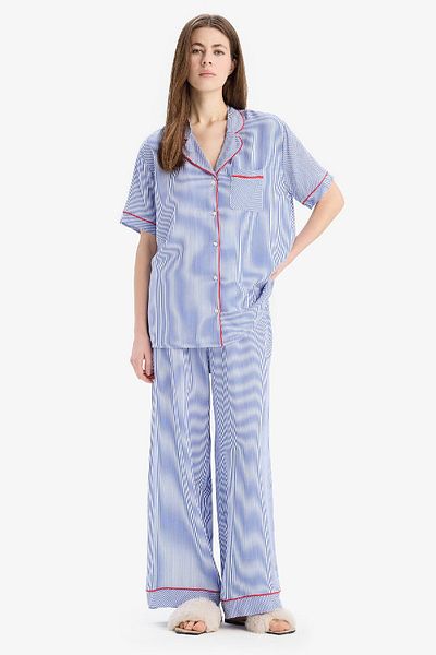 DeFacto Set pijamale cu mânecă scurtă din viscoză cu talie flexibilă - Fall in Love E7651AX25SP