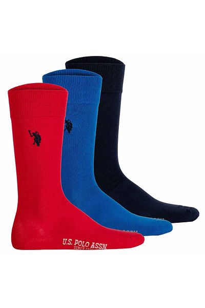 U.S. Polo Assn. U.S. POLO ASSN. Herren Socken, 3er Pack - Business-Socken, Logo, Baumwoll-Mix