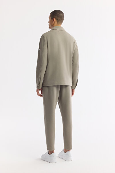 Avva Erkek Yağ Yeşili Klasik Yaka Pamuklu Jersey Comfort Fit Gömlek Ceket A51Y2048
