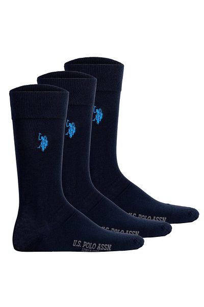 U.S. Polo Assn. U.S. POLO ASSN. Herren Socken, 3er Pack - Business-Socken, Logo, Baumwoll-Mix