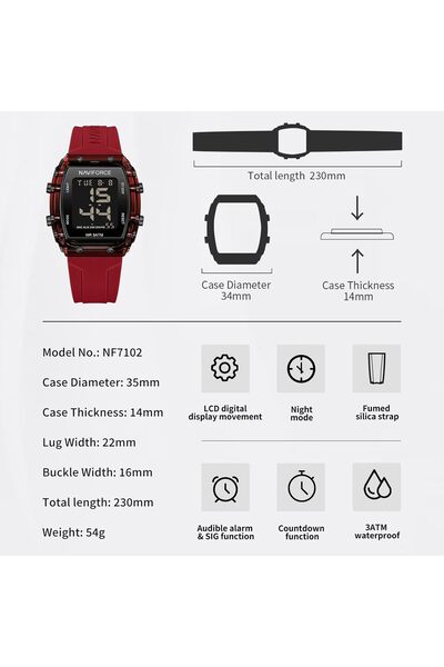 Naviforce Digital Multi-Function Watch for Men,Fashion Waterproof Sports Women Watches and Mens