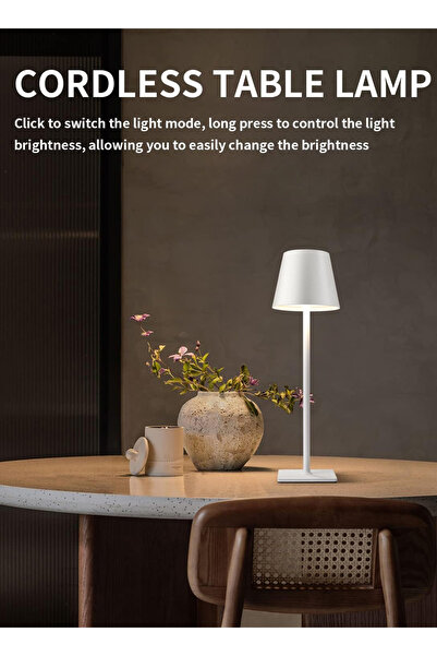 sharpdo LED Rechargeable High-Foot Table Lamp Atmosphere Lamp Night Light, Infinite 3-Tone Lighting