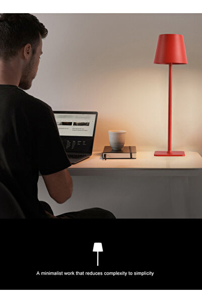 sharpdo LED Rechargeable High-Foot Table Lamp Atmosphere Lamp Night Light, Infinite 3-Tone Lighting