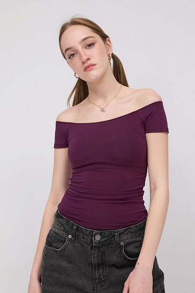Addax Tricou cu gât barcă adunat lateral P1595