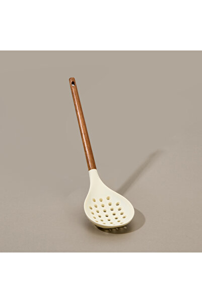MİEN Brown / Cream Mien Acacia Handle Silicone Colander