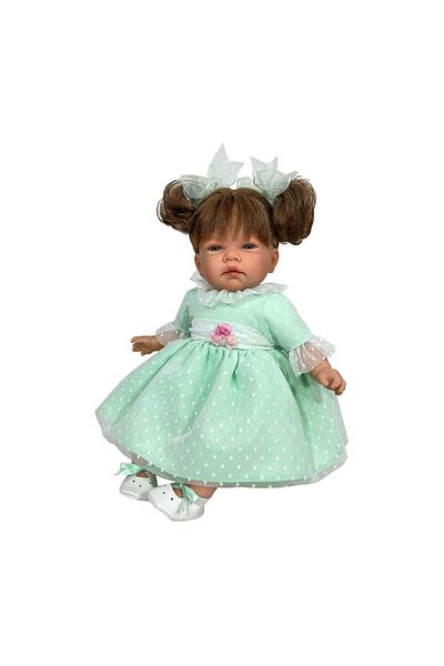 OEM Păpușa Nines D'onil, Celia, cu sunete, satin, cu rochie plumeti mentă, cu parfum de vanilie, 45 cm