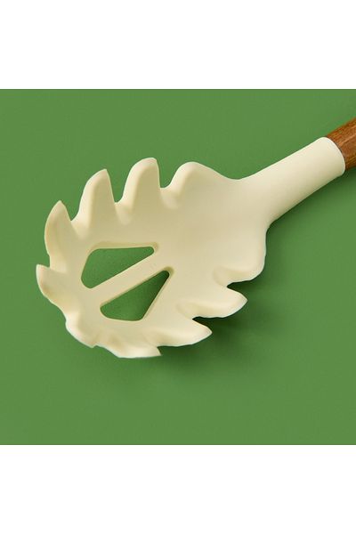 MİEN Mien Acacia Handle Silicone Pasta Colander - Beige / Brown - 32 cm
