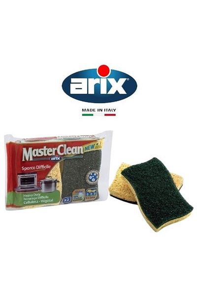 ARIX Master Clean Cellulose Sponge Scourer Heavy Duty 2pcs - Perfect for Kitchen Use