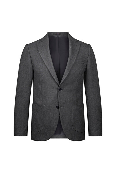 Hatemoğlu Black Comfort Fit Mono Collar Classic Jacket