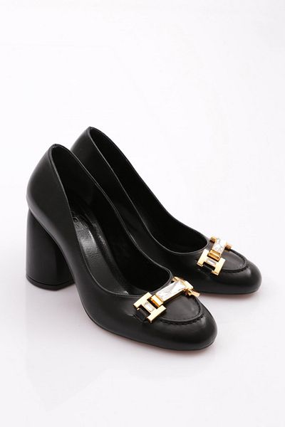 DGN 6030 Pantofi cu toc cu detaliu pentru femei, negri