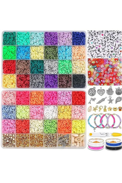 Yelajoy 42 Colors 11504 PCS Clay Beads for Bracelets Making Kit with 600 PCS Letter Beads for Making Kit