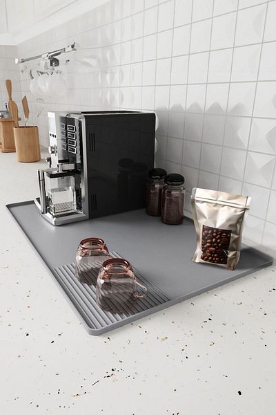 Chavin Gray 39X58 cm Silicone Coffee Machine Mat Countertop Pad Dish Mat Cin962