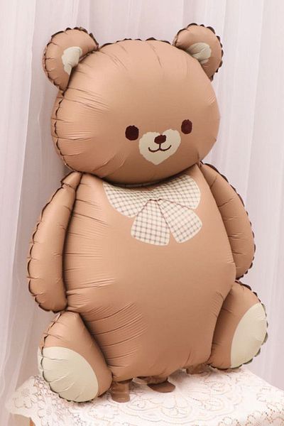 Atölye Mi Retro Bow Tie Bear Foil Balloon Caramel Retro Big Bear Balloon 90cm
