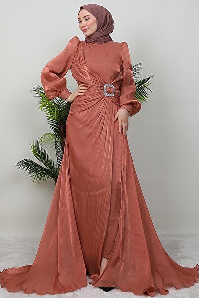GİZ AGİYİM Coral Colored Aslı Hijab Dress
