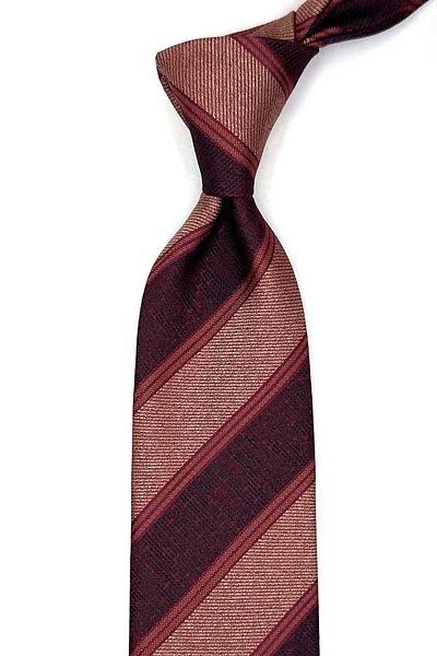 Kravatkolik Claret Red Stripe Pattern Classic Tie with Handkerchief Kk13147