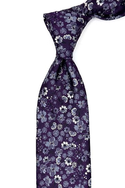 Kravatkolik Plum Flower Pattern Classic Tie with Handkerchief Kk13133