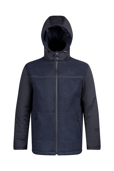 Hatemoğlu Μπλε Navy Regular Fit Judge Collar Μάλλινο παλτό με κουκούλα