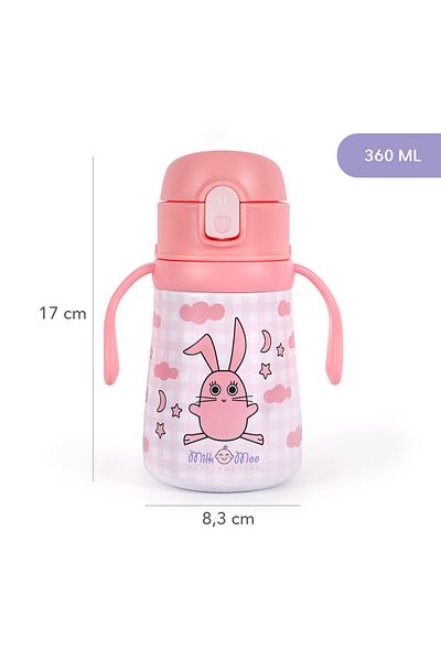 Milk & Moo زجاجة مياه ميلك آند مو ستيل للأطفال سعة 360 مل