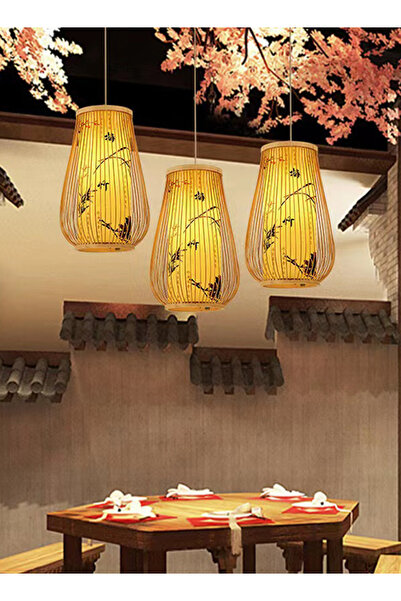 sharpdo Chinese Style Bamboo-Woven LED Chandelier 20*23cm